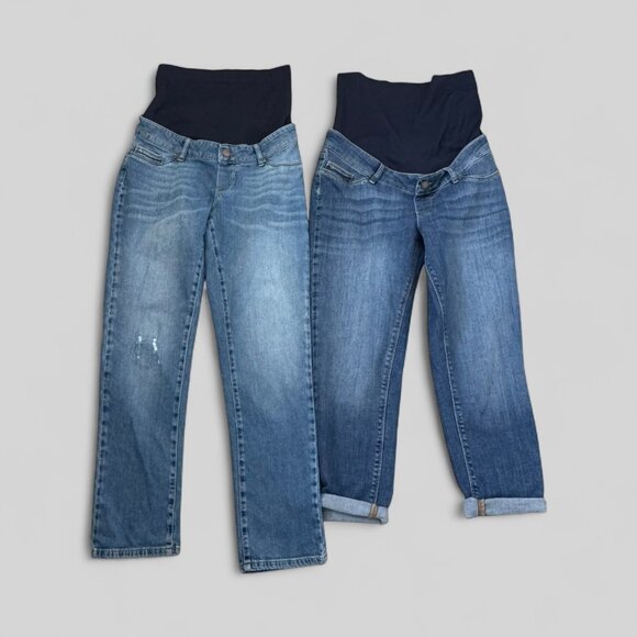 NWOT Bundle Pair of Seraphine Maternity Jeans, Over The Bump, Size 6 Petite - Picture 1 of 8